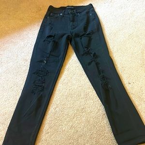 Black distressed mom jeans